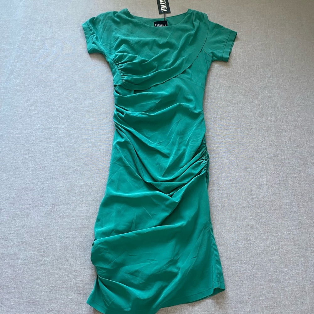 Vena Cava Fiberworks NWT aqua green silk avant garde draped dress size 6
